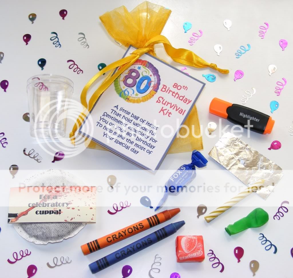 Personalised 80th Birthday Survival Kit Gift Card  