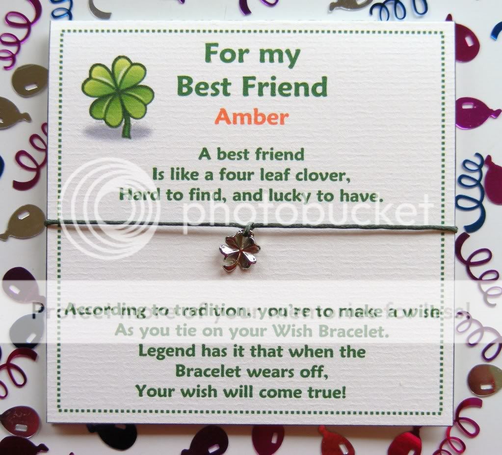 Personalised Best Friendship Wish Bracelet Card Gift