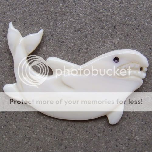 s0083 White Handmade Carved Shark Shell Pendant Bead  